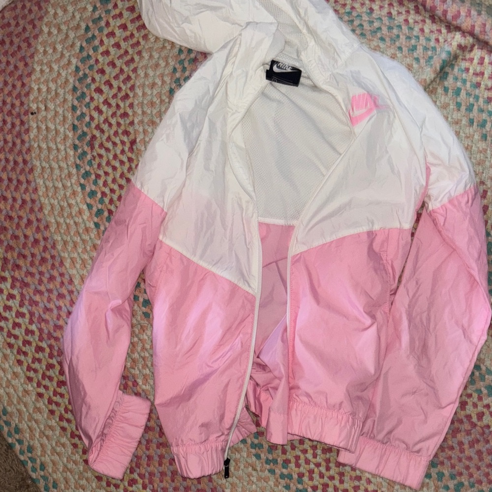 Nike Women's Pink and White Bomber Jacket